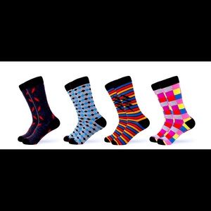 men’s 4 pairs colorful and funny dress socks. 10-13